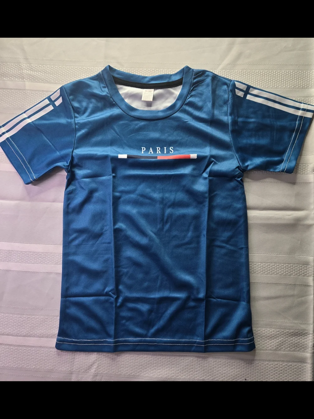 Paris Athletic Tee & Shorts Set - Blue with White & Red Accents